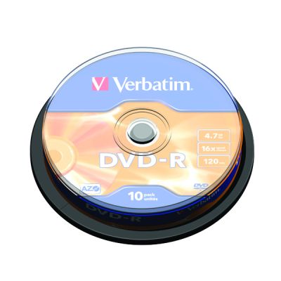 VERBATIM DVD-R 16X BRANDED SILVER