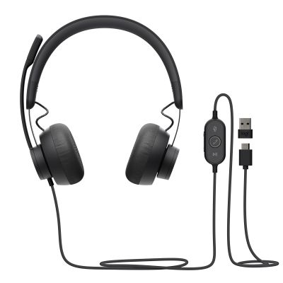 Logitech Zone 750 Headset Wired Head-band Office/Call center USB Type-C Graphite
