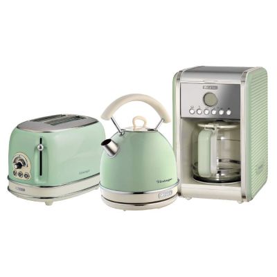 ARIETE VINTAGE DOME KETTLE 2 SLICE TOASTER & FILTER COFFEE MAKER GREEN