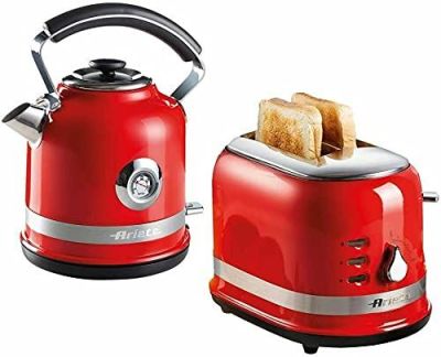 ARIETE MODERNA DOME KETTLE & 2 SLICE TOASTER RED