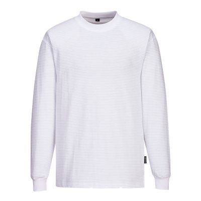 AS22 Anti-Static ESD Long Sleeve T-Shirt White L Regular