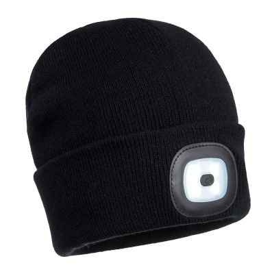 B028 Rechargeable Twin LED Beanie Black  