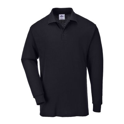 B212 Genoa Long Sleeved Polo Shirt Black XL Regular