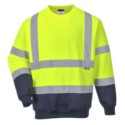 B306 Hi-Vis Contrast Sweatshirt Yellow/Navy L Regular