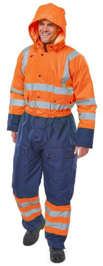 TWO TONE HIVIZ THERMAL WATERPROOF COVERALL OR/N 3XL