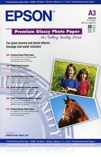 Epson Premium Glossy Photo Paper, DIN A3, 255g/m??, 20 Sheets