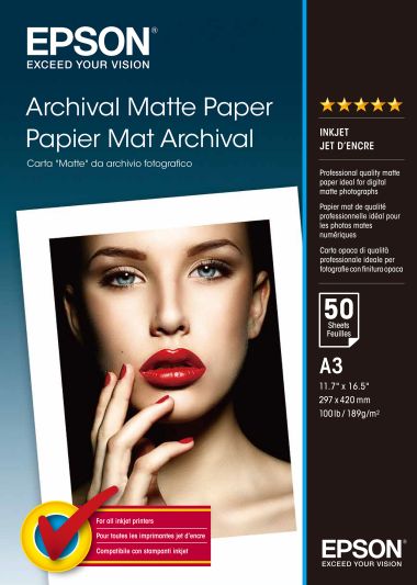 Epson Archival Matte Paper, DIN A3, 189g/m??, 50 Sheets
