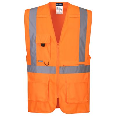 C357 Hi-Vis Tablet Pocket Executive Vest  Orange L Regular