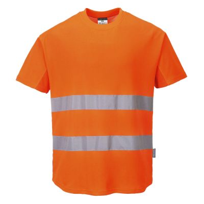 C394 Hi-Vis Cotton Comfort Mesh Insert T-Shirt S/S  Orange L Regular