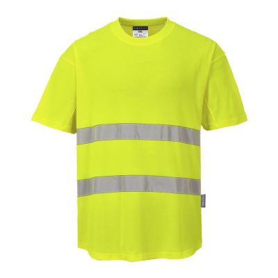 C394 Hi-Vis Cotton Comfort Mesh Insert T-Shirt S/S  Yellow M Regular