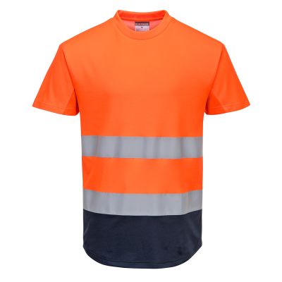 C395 Hi-Vis Contrast Mesh Insert T-Shirt S/S  Orange/Navy L Regular