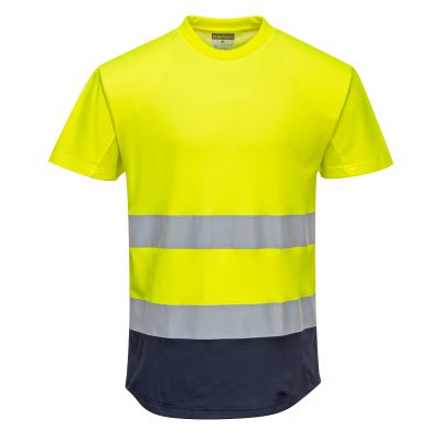 C395 Hi-Vis Contrast Mesh Insert T-Shirt S/S  Yellow/Navy L Regular