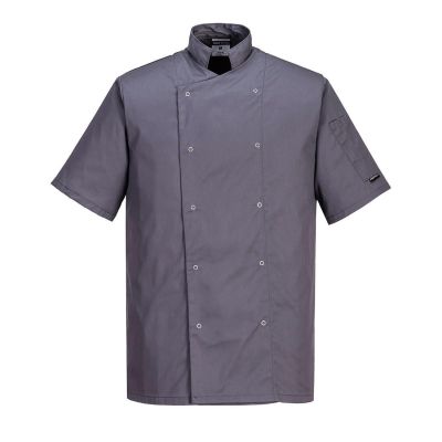 C733 Cumbria Chefs Jacket S/S Slate Grey S Regular