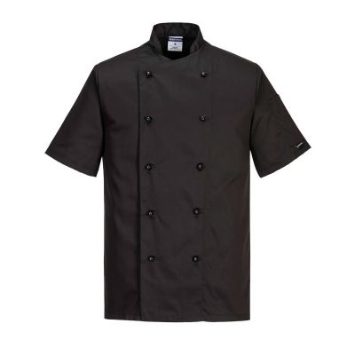 C734 Kent Chefs Jacket S/S Black L Regular
