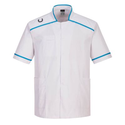 C821 Men's Medical Tunic White/Aqua L Regular