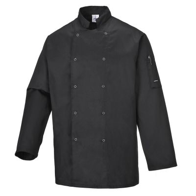 C833 Suffolk Chefs Jacket L/S Black XL Regular