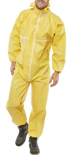 DISPOSABLE COVERALL YELLOW XL MICROPOROUS TYPE 3/4/5/6