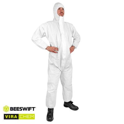 LAMINATED TYPE 5/6 DISPOSABLE COVERALL WHITE LARGE