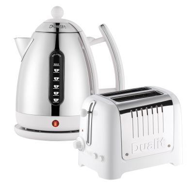 Dualit Lite 1.5L Kettle With 2 Slice Toaster White        