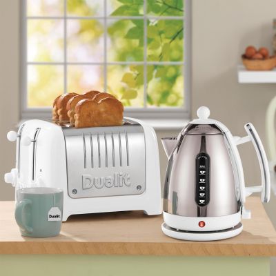 Dualit Lite 1.5L Kettle With 4 Slice Toaster White        