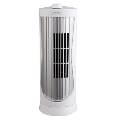 12 INCH MINI TOWER FAN WHITE AND SILVER