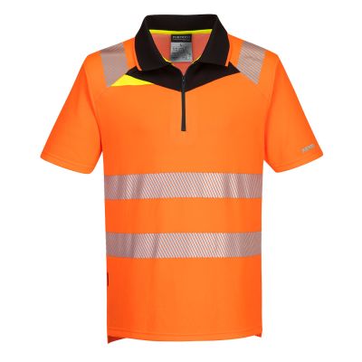 DX412 DX4 Hi-Vis Zip Polo Shirt S/S Orange/Black 4XL Regular