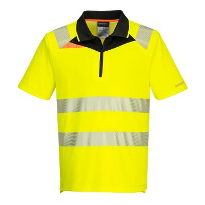 DX412 DX4 Hi-Vis Zip Polo Shirt S/S Yellow/Black L Regular