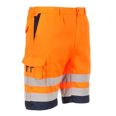E043 Hi-Vis Contrast Shorts Orange/Navy L Regular