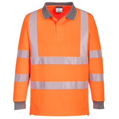 EC11 Eco Hi-Vis Polo Shirt L/S (6 Pack)  Orange L Regular