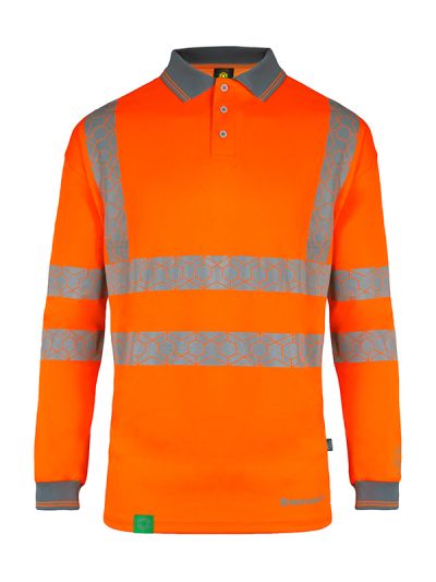 ENVIROWEAR RECYCLABLE HI-VIS LONG SLEEVE POLO SHIRT OR S