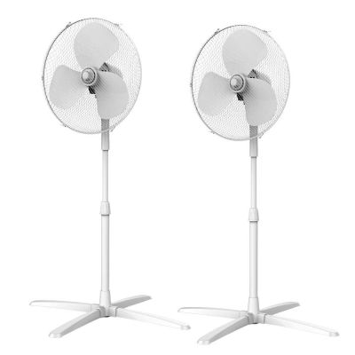 16 INCH PEDESTAL FANS IN WHITE - PACK OF 2