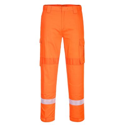 FR401 Bizflame Work Lightweight Stretch Panelled Trousers Orange S Regular