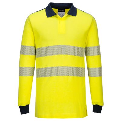 FR702 PW3 Flame Resistant Hi-Vis Polo Shirt Yellow/Navy L Regular