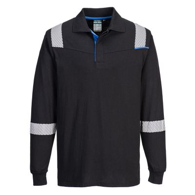 FR711 WX3 Flame Resistant Long Sleeve Polo Black S Regular