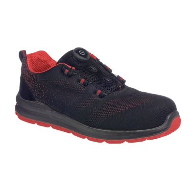 FT08 Portwest Compositelite Wire Lace Safety Trainer Knit S1P Black/Red 36 Regular