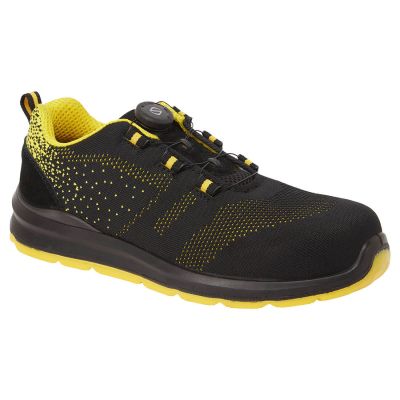 FT08 Portwest Compositelite Wire Lace Safety Trainer Knit S1P Black/Yellow 39 Regular