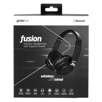 Groov-e Fusion Wireless/Wired Headphones Black             