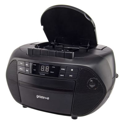 Groov-e Traditional Boombox Cd & Cassette Player Radio Blk 