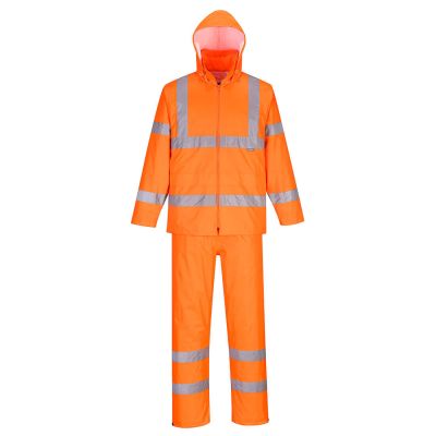 H448 Hi-Vis Packaway Rain Suit  Orange L Regular
