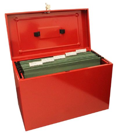 FOOLSCAP METAL BOX FILE - RED