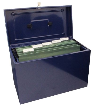 FOOLSCAP METAL BOX FILE - BLUE