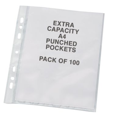 A4 EXWIDE PUNCHED POCKETS P100