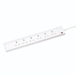 CED 6-GANG EXTENSION LEAD WHITE 2M