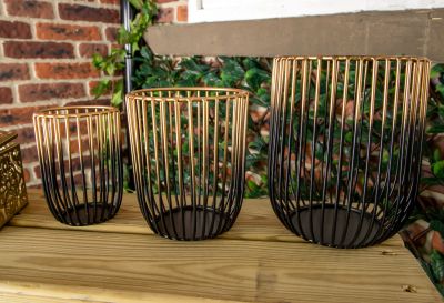 BLACK AND GOLD OMBRE WIRE POTSPACK OF 3
