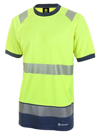 HIVIS TWO TONE S/S T SHIRT SAY YELL/NVY LGE BSCNT01