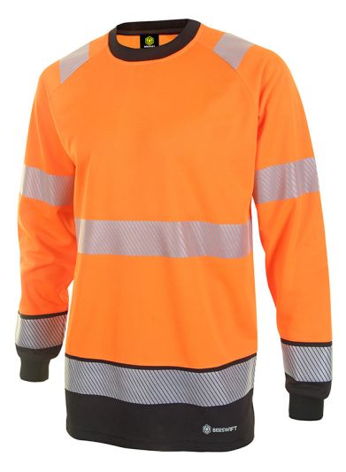 HIVIS TWO TONE L/S T SHIRT OR/BLK MED BSCNT05