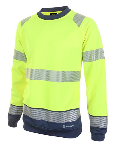 HIVIS TWO TONE SWEATSHIRT SAT YELL/NVY MED BSSSEXEC