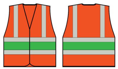 ORANGE WCENG VEST WITH GREEN BAND XL