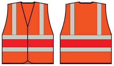 ORANGE WCENG VEST WITH RED BAND SML
