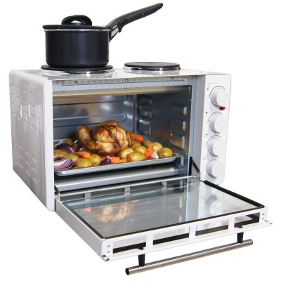 30 LITRE MINI OVEN WITH DOUBLE HOTPLATES WHITE